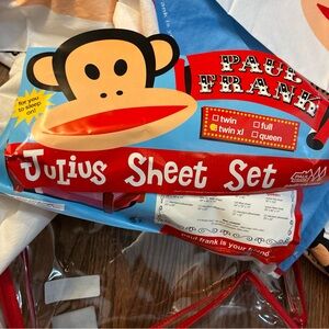 Paul Frank Julius Monkey Sheet Set Twin XL bottom & top sheet 1 pillowcase Y2K